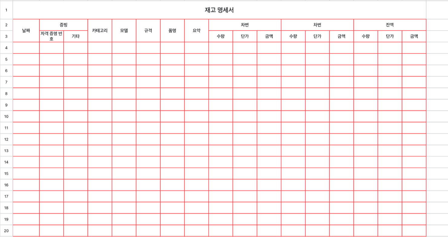 재고 명세서